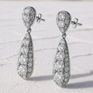 18K Gold-Plated Cubic Zirconia Studded Drop Earrings - Gold