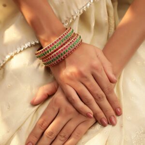 Eternal Elegance 22K Gold-Plated Kemp Stone Bangles - 2.4