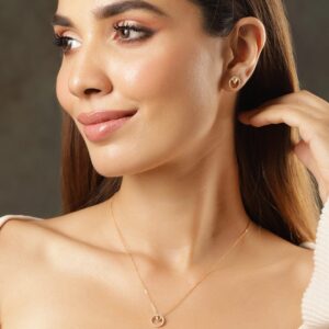 Gold-Plated CZ-Studded Pendant Set - Gold