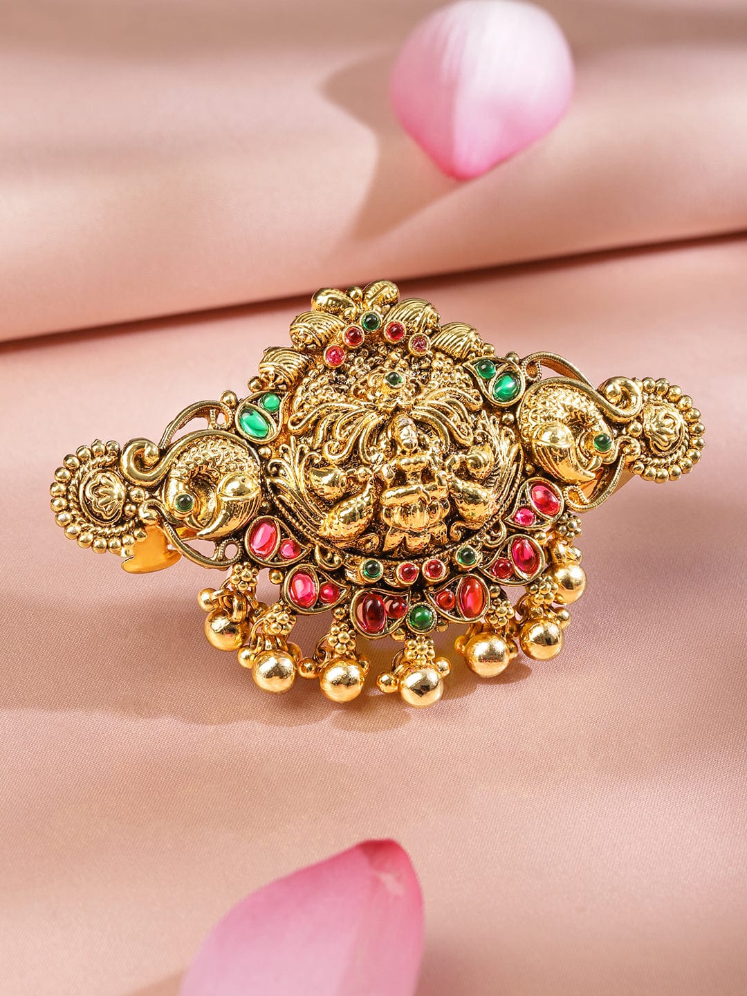 rubans-22k-gold-plated-ruby-pink-emerald-green-stone-studded-goddess-lakshmi-temple-hair-clip-with-hanging-beads-hair-accessories-1170742899.jpg