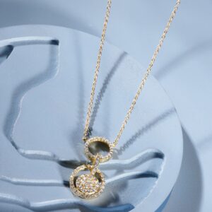 925 Silver 18K Gold Plated Zirconia Studded Minimal Pendant Necklace - Gold