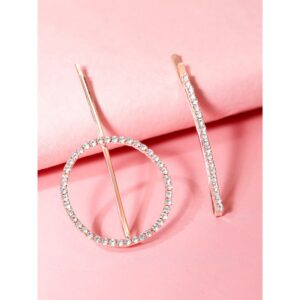 RUBANS Rose Gold plated Stone studded Set of 2 bobby pins. - Rose Gold