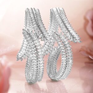 Set of 2 Rhodium-Plated AD & Cubic Zirconia Studded Premium Bangles - 02-Jun