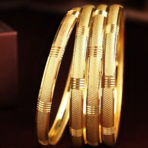 Set Of 4 24K Gold-Plated Handcrafted Bangles - 2.4